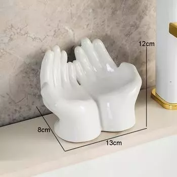 Simple Palm Shape Ceramic Soap Dish Holder Storage Organizer Racks Home Solid Color Drain Soap Box Shelves Bathroom Accessories