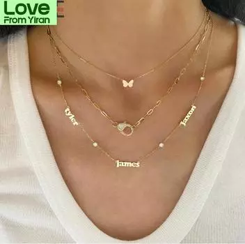 Простая цепочка-скрепка с бриллиантами, женское ожерелье с подвеской от сглаза, модное золотое ожерелье с цепочкой, бижутерия