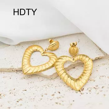 Simple personality design love temperament earrings titanium steel plated 18k gold trend exaggerated earrings золотой