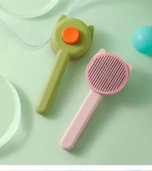 Simple Pet Hair Self-cleaning Needle Comb New Delicate For Dog Cat Hair Removes Undercoat Tangled Pet Comb Massage Grooming Brush Convenient Dense toothed comb