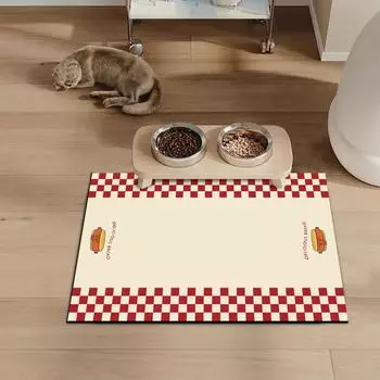 Simple Pet Mat Dog Suction Waterproof Rice Bowl Mat Mat Household Cat and Dog Non-slip Can Be Cut PU Leather Mat 30 * 40cm