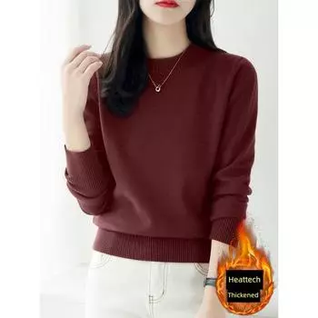 Simple Pullover Winter 2024 Loose Inner Wear Base Thickened Half High Collar New Arrival Long Sleeves Knitting Sweater Ankoala Red 2XL([Recommended 65.00 kg-70.00 kg]])