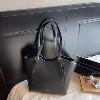 Simple retro bag women s large-capacity new casual summer versatile shoulder bag commuter tote bag чёрный