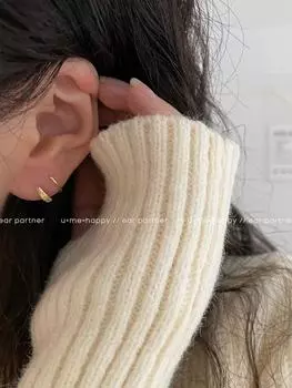 Simple rotating line stud earrings female niche ins cold wind fashion temperament high sense 925 sterling silver jewelry