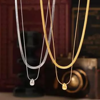 Simple Round Bead Stainless Steel Clavicle Necklace Multi-Layer Stacking Style Quality Assurance Color Jewelry