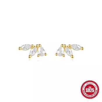 Simple S925 Daily With Stars Moon Full Diamond Smiley Face Earrings Earrings Female Stud Earring 925 Silver