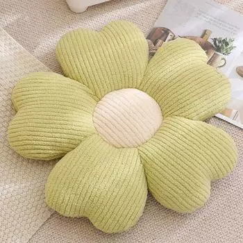 Simple Shaped Flower Plush Cushion With Pp Cotton Material For Home Office Use Green,50cm