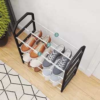 Simple Shoe Rack Simple Shoe Cabinet Home Indoor Four-layer Device Rack Multifunctional Storage Economical чёрный