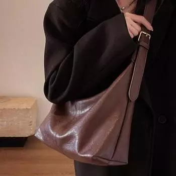 Простые сумки через плечо, универсальная сумка через плечо большой вместимости, повседневная сумка для поездок на работу, женская сумка из искусственной кожи, офисная женская мода