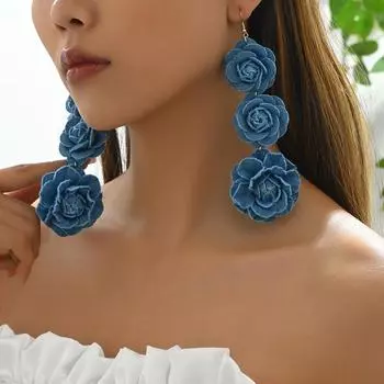 Simple, small and fresh Japanese and Korean style women s earrings, niche flower fabric design, versatile earrings, and high-end earrings.