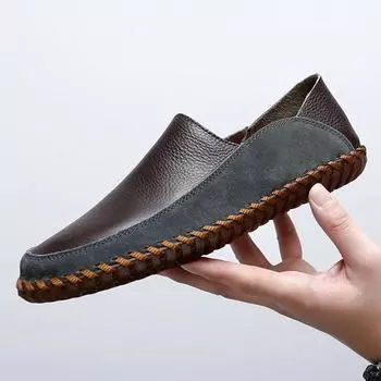 Простые мягкие повседневные мужские туфли из натуральной кожи, модные дизайнерские кроссовки, мужские мокасины ручной работы, дышащие низкие туфли на плоской подошве 38 чёрный
