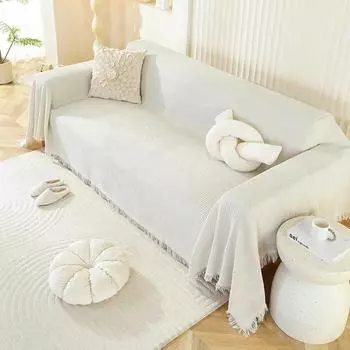 Simple Solid Color Ins Wind Sofa Cover Cloth Four Seasons Universal Sofa Towel Full Cover Universal All-inclusive Sofa Cover 90X90cm 35X35in