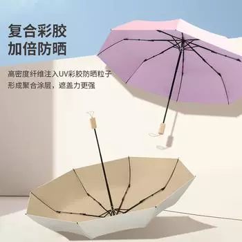 Simple solid wood handle vinyl sunscreen umbrella, weather and rain folding umbrella, parasol umbrella advanced sense