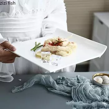 Simple Square Ceramic Pasta Steak Plate Sashimi Sushi Plates Home Kitchen Solid Color Tableware Cooking Dish Snack Desserts Dish