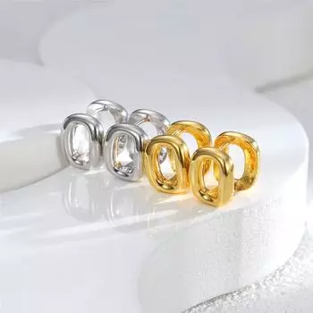 Simple square geometric hollow metal earrings 2025 new women s fashion niche design ear buckle earrings