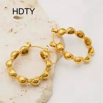 Simple stainless steel semi-circular splicing ear buckle plated with 18k gold niche design cold earrings fashion золотой