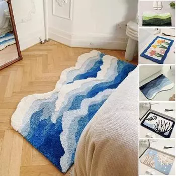 Простой прочный впитывающий коврик для ванной комнаты, коврик у кровати, волнистый коврик для спальни, детской комнаты, прихожей, гостиной, домашнего декора 50x80cm