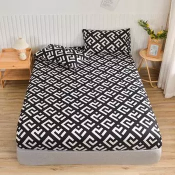 Simple Style Bedsheet Breathable Bed Cover Fitted Sheet With Elastic Band Mattress Protector Home Bed Linen (No Pillowcase) 90x200x25cm 1pc