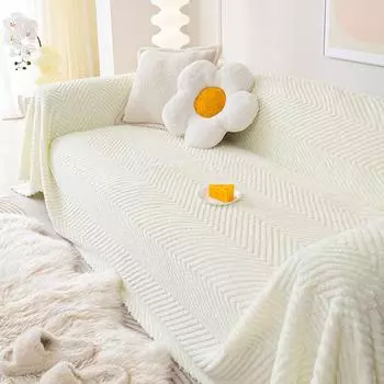 Simple Style Large Herringbone Plush Sofa Towel Universal Living Room Universal Cover Cover 180*130cm