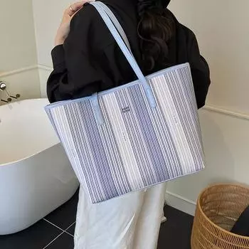 Simple summer new large-capacity women s messenger tote bag casual trend versatile women s bag синий