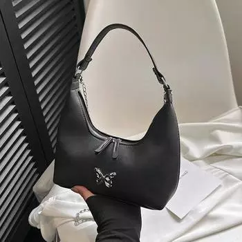 Simple temperament butterfly small bag women s handbag 2025 spring new versatile chain shoulder messenger bag чёрный