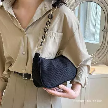 Простая клетчатая сумка-цепочка Temperament Sense, женская модная сумка для поездок на работу, универсальная, большая вместимость, сумка через одно плечо подмышкой розовый