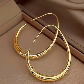 Simple Temperament U-shaped Oval Copper Earrings Women s Personality Retro High-end Earrings