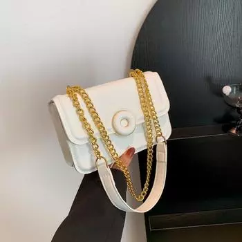 Простая текстура и модный темперамент цепочка сумка через плечо женская зимняя новинка 2024 года универсальная сумка-мессенджер корейской версии чёрный