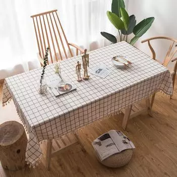 Simple Three-Dimensional Towel Embroidered Dining Table Fabric Geometric Lattice Christmas Lace Fringed Cover High-End Tablecloth 60*60cm