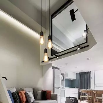 Simple Three Headed Pendant Light, Modern Restaurant, Bar Counter, Living Room, Bedroom, Balcony, E27 Hanging Line Light No light bulb белый