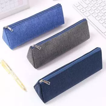 Simple Triangular Pencil Case Large-capacity Pencil Case High-value Ins Stationery Bag for Pupils темно-синий
