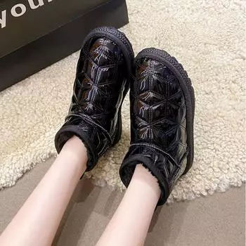 Simple Waterproof Snow Boots for Women 2024 New Flat Bottomed Low Tube Plush and Cotton Round Toe Short Boots Botas De Mujer 35 белый