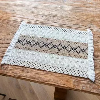 Simple Western Food Mat Simple Homestay Coaster Bowl Mat Thermal Insulation Non-Slip Thickened Korean Table Mat 33 * 50Cm (including tassel)