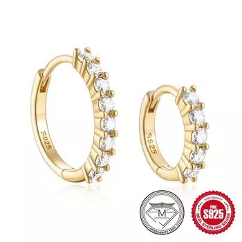 Simple Wind S925 Sterling Silver Moissanite Diamond Classic Size Earrings Stud Earrings Women S Wedding Earrings 925 Silver золотой