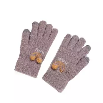 Simple Windproof Outdoor All Finger Gloves Thick Mittens Rabbit Ear Female Gloves