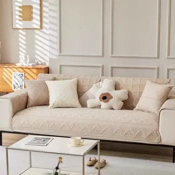 Simple winter sofa cushion Winter Dutch fleece short plush seat cushion cushion cover towel Sofa cover non-slip thickened 70*70cm