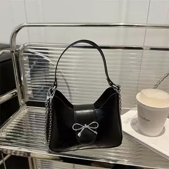 Simple women s bag 2025 new personality trendy shoulder underarm bag texture foreign style baguette bag чёрный