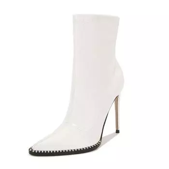 Simple women s boots, rhinestone circumference, thin heels, super high and sexy nightclub slim short boots tide (sold out, no replenishment) 35