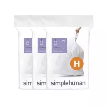 simplehuman Код H Идеально подходит Специальный мусорный мешок 60 мешков CW0258 30-35 л / белый