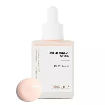 SIMPLICA Tinted Tone up SPF50+ PA+++ Vigan Serum 30мл Солнцезащитный крем Гипоаллергенный Сияние кожи Упругость Успокаивающий 30ml