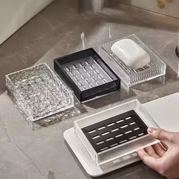 Simplicity Акриловая сливная мыльница Креативные аксессуары для ванной комнаты Держатель для мыльницы Мыльница для хранения в умывальнике Мыльница для дома