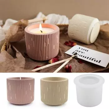 Simplicity Candle Jar силиконовая форма DIY круглая полосатая суккулентная коробка для хранения цветов гипсовые формы из эпоксидной смолы домашний декор подарок