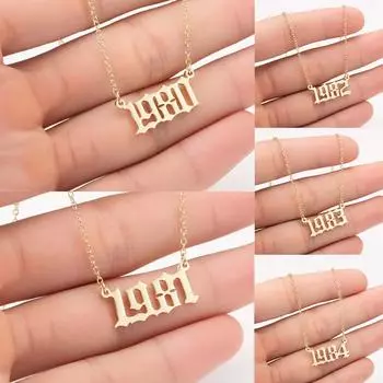Простота с 1980 по 2019 год ожерелье ожерелья специальная дата 1 шт ювелирные изделия для женщин год номер персонализированное ожерелье кулон 2016 серебряный