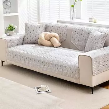 Simplicity Sofa Cushion Four Seasons Universal Couch Cushion Pure Cotton Sewn Scallop Pattern Sofa Mat Solid Color Sofa Cover 70x70cm 1pcs