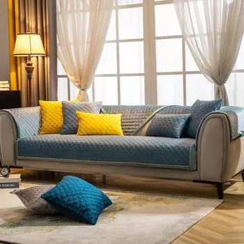 Simplicity Sofa Seat Slipcovers Solid Color Plush Sofa Protector Home Decor Sofa Cover Autumn Winter Warm Fabric Art Couch Cover 30x50cm pillowcase светло-синий