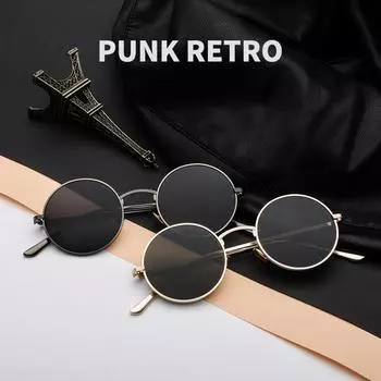 Солнцезащитные очки Simplicity для женщин в стиле панк в стиле харадзюку в корейской круглой оправе в стиле ретро для мужчин из металла, модные C12