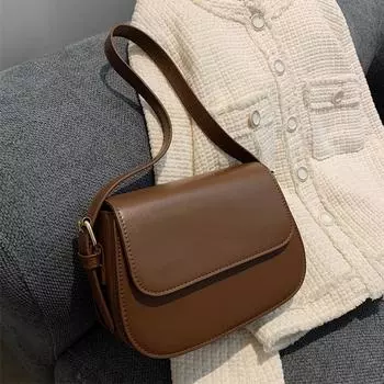 Simplicity Trendy Saddle Shoulder Bag Women PU Leather Crossbody Bag Simple Solid Color Valve Messenger Bag Designer Handbags