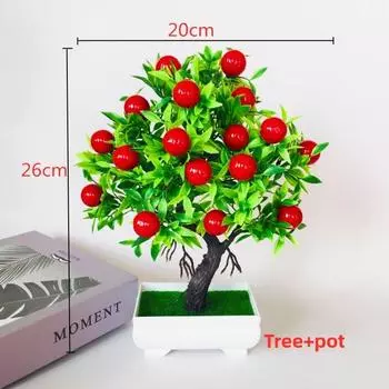 Simulate Cherries Plastics Artificial Potted Plants With Pot For Decoration Home