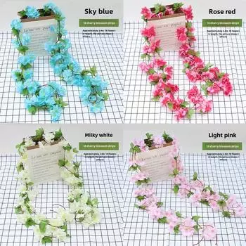 Simulated Cherry Blossom Rattan, Fake Flower Hanging Basket, Air Conditioning Heating Pipe Winding and Blocking Indoor Ceilin...