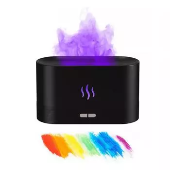 Simulated flame aroma diffuser, home mini smart essential oil desktop silent ultrasonic flame humidifier чёрный